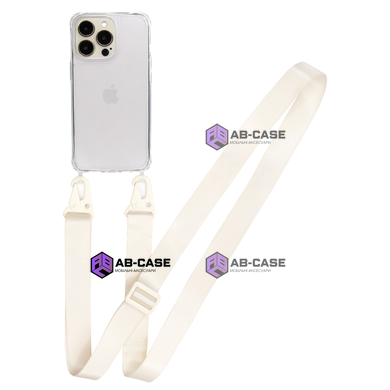 Прозрачный чехол для iPhone 15 Pro c ремешком Clear Crossbody White
