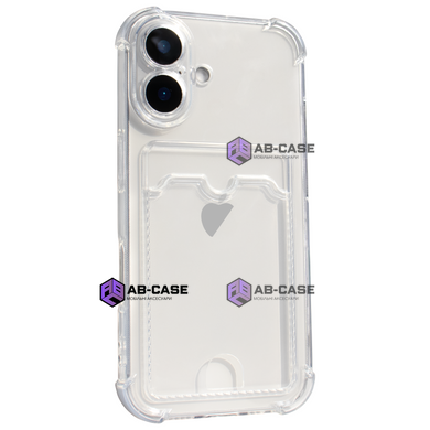 Чохол для iPhone 16 Card Holder Armored Case з карманом для картки прозорий