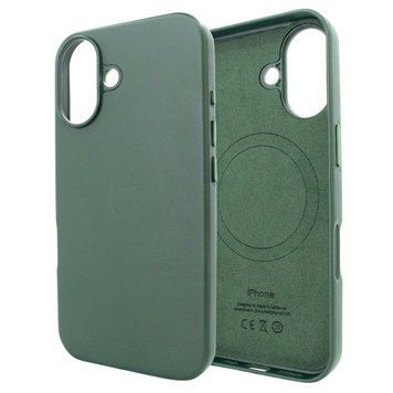 Чохол для iPhone 16 Leather Case PU with MagSafe - Fir Green