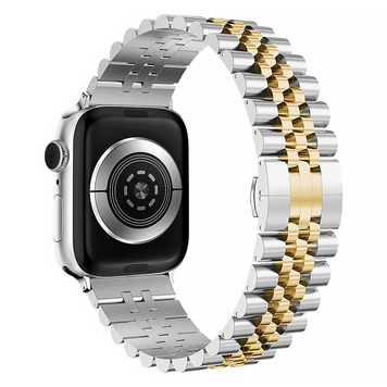 Стальний ремінець для Apple Watch (38mm, 40mm, 41mm, [42mm Series 10/11]) Braslet Rolex (Silver - Gold)