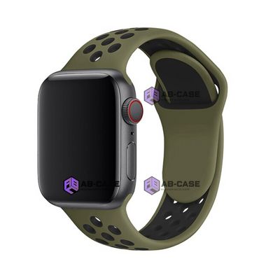 Ремінець силіконовий Nike Sport Band на Apple Watch 42|44|45|49mm Olive-Black