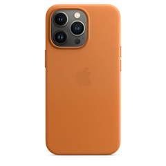 Кожаный чехол Leather Case with MagSafe Golden Brown для iPhone 13 Pro
