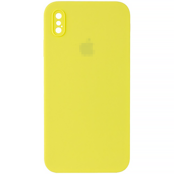 Чехол Silicone Case FULL CAMERA (square side) (для iPhone Xs Max) (Yellow)