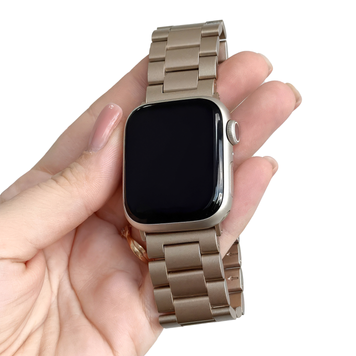 Стальной ремешок для Apple Watch (38mm, 40mm, 41mm, [42mm Series 10/11]) Stainless Steel Braslet 3 Beads - Old Gold