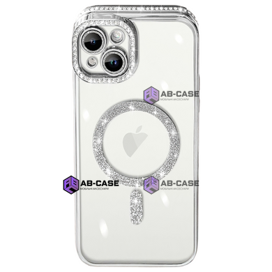 Чехол для iPhone 14 Pro Diamond Shining Case with MagSafe с защитными линзамы на камеру, Silver