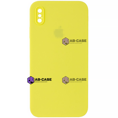 Чехол Silicone Case FULL CAMERA (square side) (для iPhone Xs Max) (Yellow)