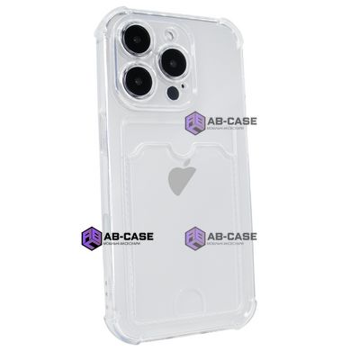 Чехол для iPhone 16 Pro Card Holder Armored Case с карманом для карты прозрачный