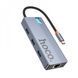 Перехідник Type-C на (HDMI + RJ45 + USB&times;3 + Type-C (PD)) Hoco HB51 &mdash; Grey 1