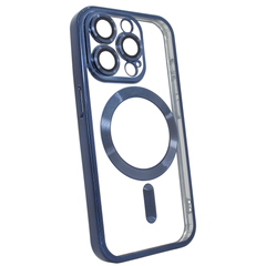 Чохол на iPhone 15 Pro Max Shining with MagSafe із захисними лінзами на камеру Blue Titanium