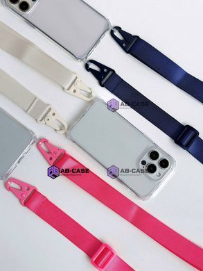 Чехол для iPhone 13 mini : с ремешком прозрачный Crossbody &ndash; Hot Pink