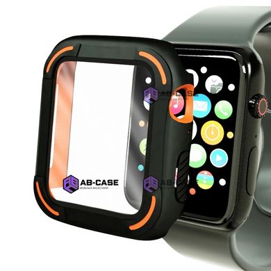 Захисний чохол з склом Case for Apple Watch TPC+PC+GLASS ZIFRIEND (44mm, black+orange)
