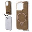 Чехол для iPhone 15 Metal Bumpers Suede Case with MagSafe Stand - Brown