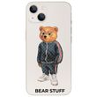 Чохол прозорий Print Bear Stuff на iPhone 15 Plus Мишка в спортивном костюме (blue)