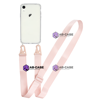 Прозорий чохол для iPhone Xr з ремінцем Crossbody Pink Sand