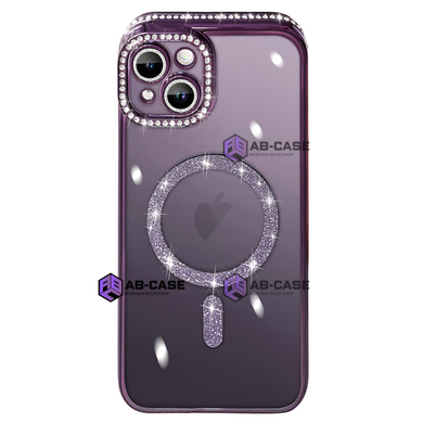 Чехол для iPhone 14 Diamond Shining Case with MagSafe с защитными линзамы на камеру, Deep Purple
