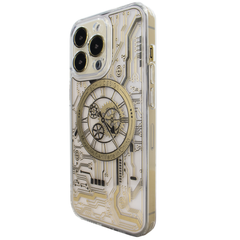Чехол Clock with MagSafe для iPhone 14 Plus прозрачный Gold