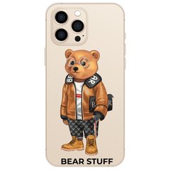 Чехол прозрачный Print Bear Stuff для iPhone 15 Pro Max Мишка в дубленке