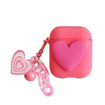 Чeхол Soft Heart для AirPods 1/2 - Hot Pink