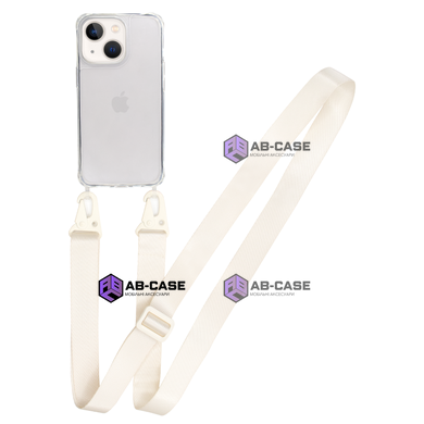Прозорий чохол для iPhone 15 Plus з ремінцем Clear Crossbody White