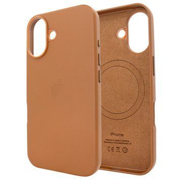 Чехол для iPhone 16 Leather Case PU with MagSafe - Saddle Brown