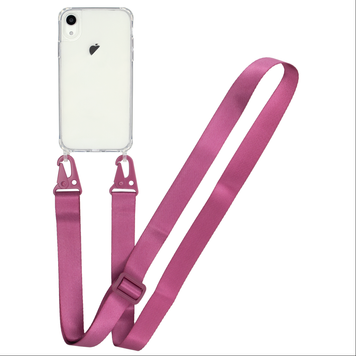 Прозрачный чехол для iPhone Xr c ремешком Crossbody Rose Red
