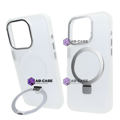 Чехол для iPhone 15 Pro NEW Matte Guard with MagSafe с подставкой White