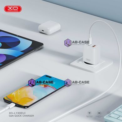 Зарядное устройство 30W (1 USB + 1 Type-C) XO L130 PD+QC3.0 (White)