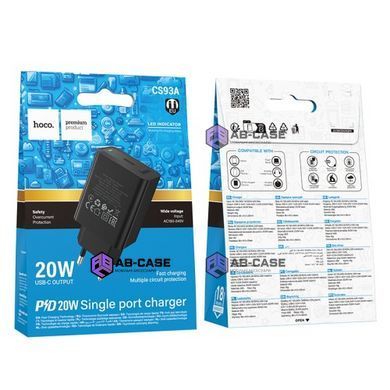 Зарядное устройство 20W (1 Type-C) Hoco CS93A Leader PD (Black)