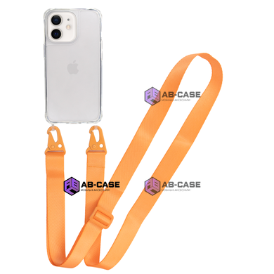Чохол для iPhone 13 mini : з ремінцем прозорий Crossbody &ndash; Orange