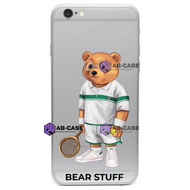 Чохол прозорий Print Bear Stuff на iPhone 6/6s Мишка теннисист