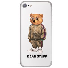 Чехол прозрачный Print Bear Stuff для iPhone SE2 Мишка в спортивном костюме (brown)