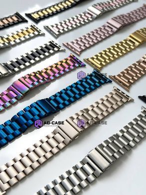 Стальний ремінець Stainless Steel Braslet 3 Beads для Apple Watch : [42mm Series 1-3] | 44mm | 45mm | 46mm | 49mm &ndash; Black-Silver
