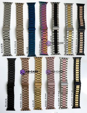 Стальний ремінець Stainless Steel Braslet 3 Beads для Apple Watch : [42mm Series 1-3] | 44mm | 45mm | 46mm | 49mm &ndash; Black-Silver