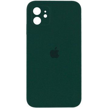 Чехол Silicone Case FULL CAMERA (square side) (для iPhone 11) (Forest Green)
