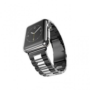Стальной ремешок Stainless Steel Braslet 3 Beads для Apple Watch (42mm, 44mm, 45mm, 46mm, 49mm Black-Silver)