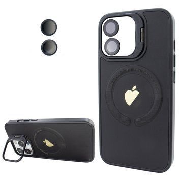Чохол для iPhone 11 Logo Case PU Leather з лінзами та підставкою Stand Camera - Black