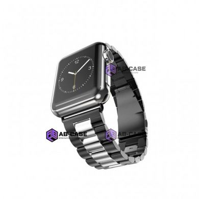 Стальной ремешок Stainless Steel Braslet 3 Beads для Apple Watch (42mm, 44mm, 45mm, 49mm Black-Silver)