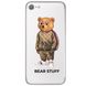 Чохол прозорий Print Bear Stuff на iPhone SE2 Мишка в спортивном костюме (brown)