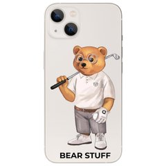Чехол прозрачный Print Bear Stuff для iPhone 15 Plus Мишка гольфист