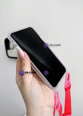 Прозрачный чехол для iPhone 15 Pro Max c ремешком Clear Crossbody Hot Pink