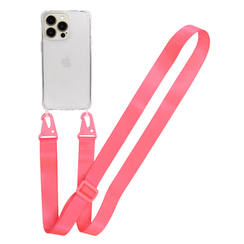 Прозорий чохол для iPhone 15 Pro Max з ремінцем Clear Crossbody Hot Pink