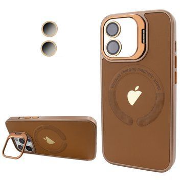 Чохол для iPhone 11 Logo Case PU Leather з лінзами та підставкою Stand Camera - Brown