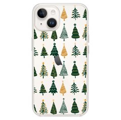 Чехол для iPhone 15 Plus прозрачный Print новогодний Christmas Trees