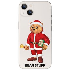 Чехол прозрачный Print Bear Stuff для iPhone 15 Plus Мишка Санта Клаус