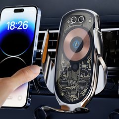 Безпровідна зарядка автотримач 15w для iPhone в автомобіль V6 - Silver