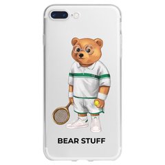 Чехол прозрачный Print Bear Stuff для iPhone 7 Plus/8 Plus Мишка теннисист