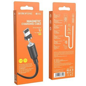 Кабель BOROFONE (USB &ndash; Lightning) 2.4A BX41 Amiable Magnetic &ndash; Black (1m)