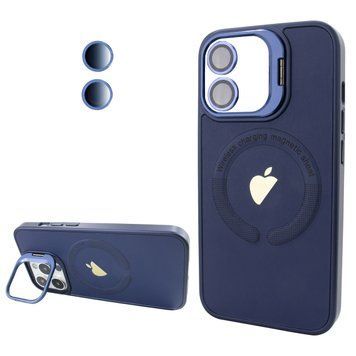 Чохол для iPhone 11 Logo Case PU Leather з лінзами та підставкою Stand Camera - Dark Blue