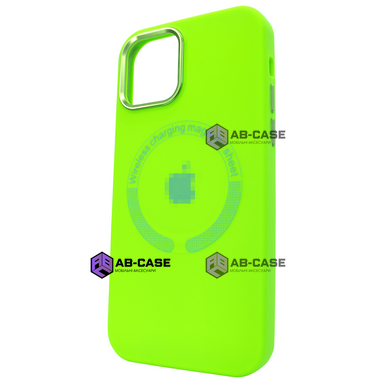 Чохол для iPhone 14 Pro Silicone case with MagSafe Metal Camera Neon Green