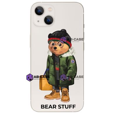 Чехол прозрачный Print Bear Stuff для iPhone 13 mini Мишка в куртке